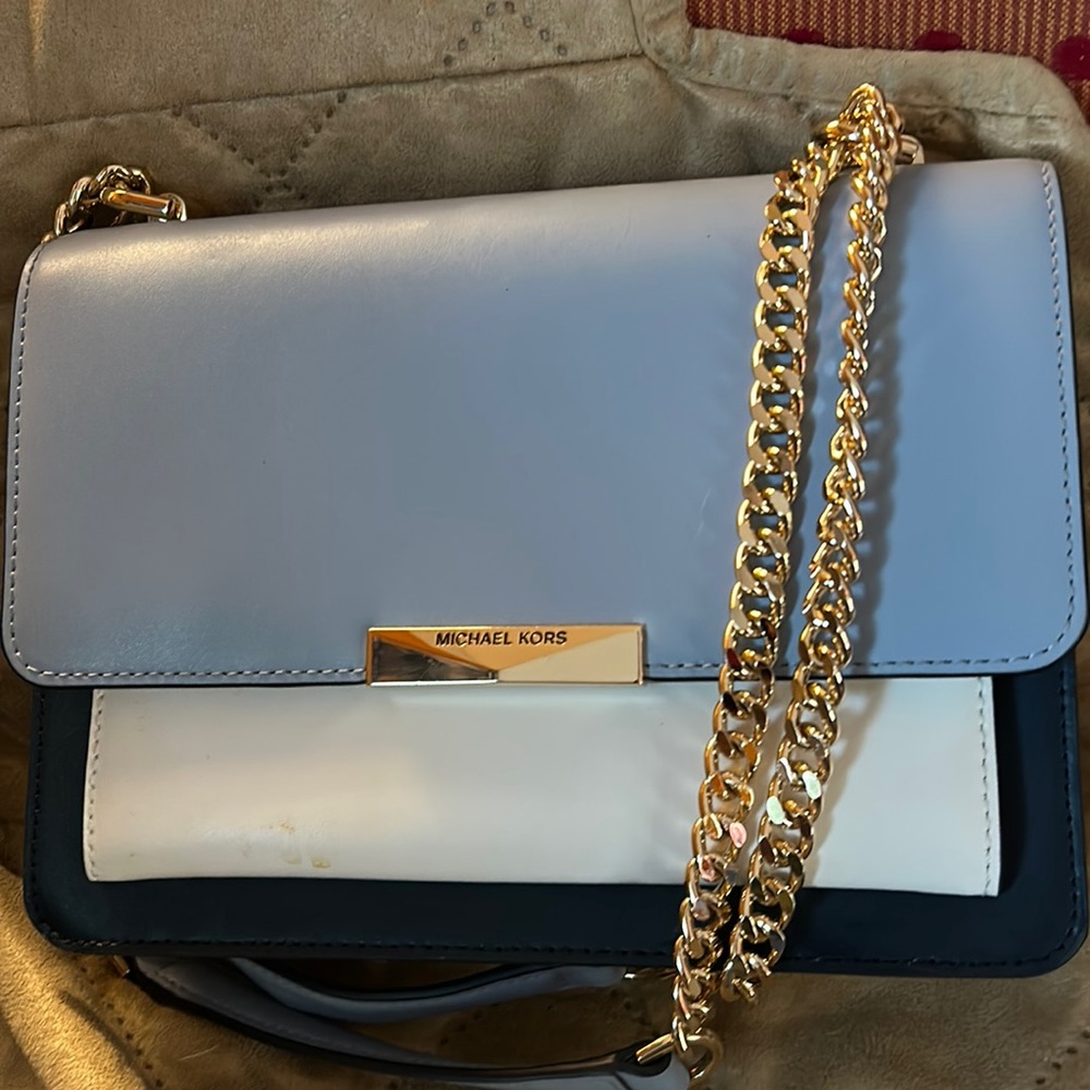 Michael Kors Blue and White Shoulder Bag